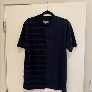 Vintage Guess Shirt Men's S Striped Navy Blue Short Sleeve.90s.Excellent vintage
